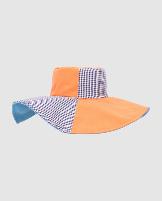 Sombrero Pamela reversible block-vichy Azul