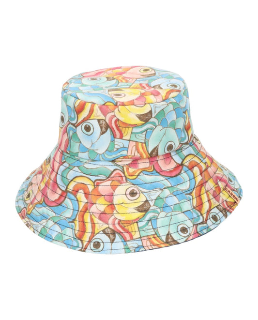 Sombrero Bucket Mavari reversible peces x Cemeceta Azul