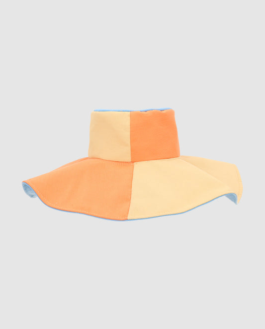 Sombrero Pamela reversible block tricolor Naranja
