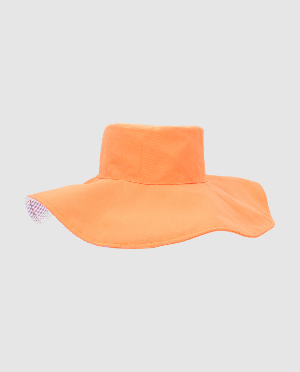 Sombrero Pamela reversible duo-vichy Naranja