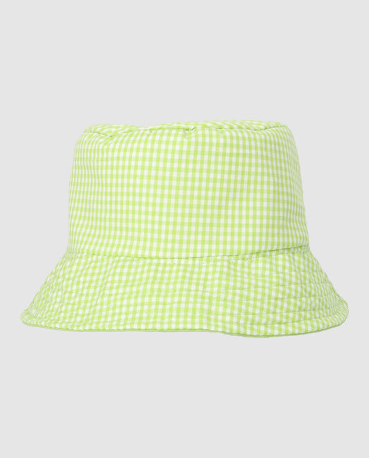 Sombrero reversible estampado vichy verde