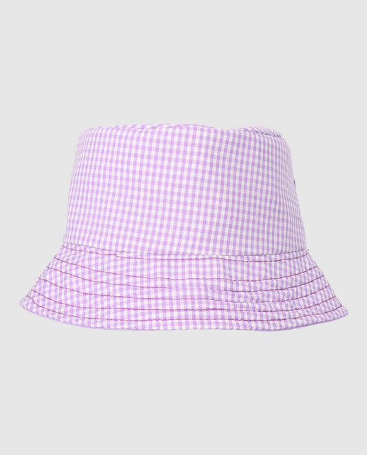 Sombrero reversible estampado vichy morado