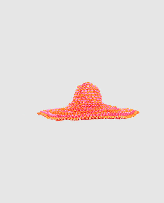 Sombrero Pamela reversible maxi spirulina rosa-naranja